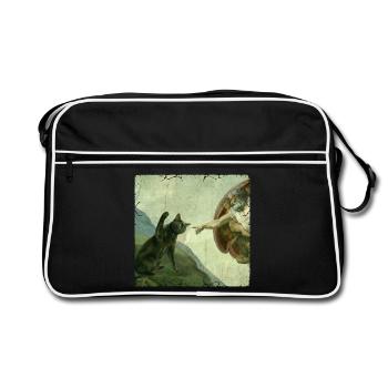 Chat gifle la main de Dieu Mème des chats drôles - Sac Retro - noir/blanc - Devant