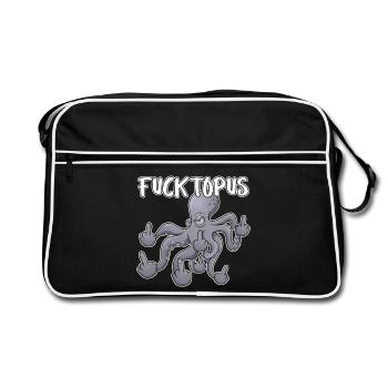 Fucktopuss – Dessin animé de la pieuvre espiègle - Sac Retro - noir/blanc - Devant