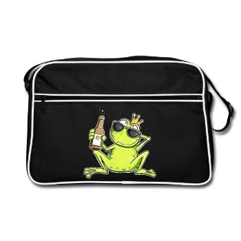 Lustiger Frosch Junggeselle | Single Geschenk - Retro Tasche - Schwarz/Weiß - Vorne