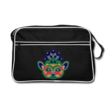 Bunter Lemur - Retro Tasche - Schwarz/Weiß - Vorne