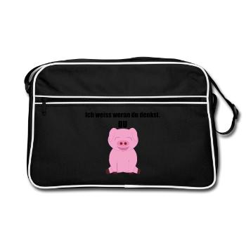 Du Schwein - Retro Tasche - Schwarz/Weiß - Vorne