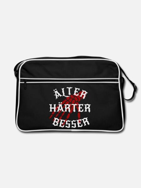 Älter, Härter, Besser - Retro Tasche - Schwarz/Weiß - Vorne