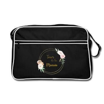 team de la mariée or et fleurs - Sac Retro - noir/blanc - Devant