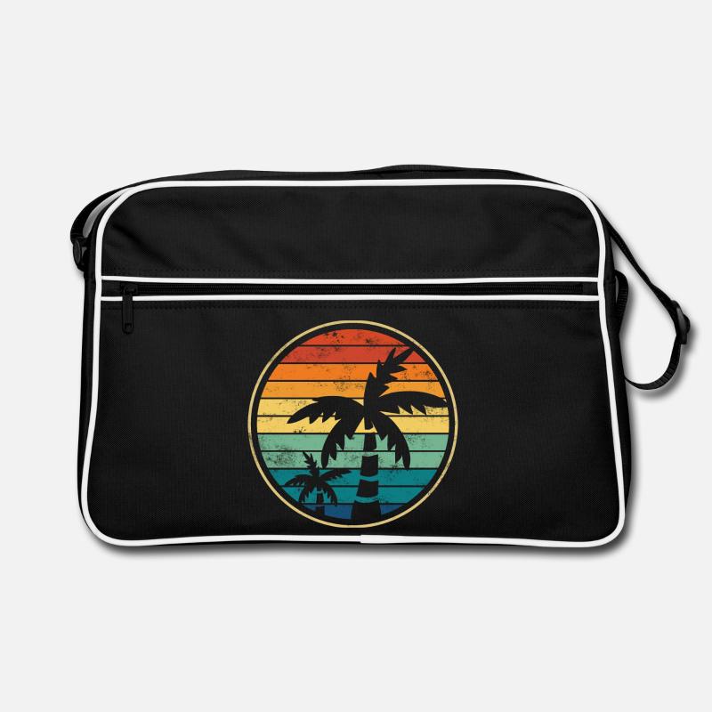 Palme Palmen Strand - Retro Tasche - Schwarz/Weiß