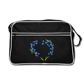 cadre délicat oubli-moi-pas en forme de cœur - Sac Retro - noir/blanc - Devant