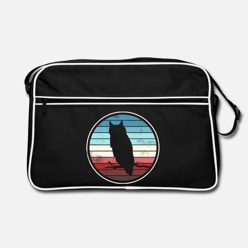 Eule Eulen - Retro Tasche - Schwarz/Weiß