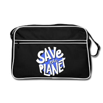 sauvez la planète, planète terre, save the planet - Sac Retro - noir/blanc - Devant