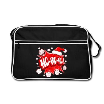 Weihnachten, Weihnachtsmann, Frohe Feiertage - Retro Tasche - Schwarz/Weiß - Vorne