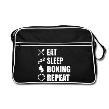 Eat Sleep Boxing Repeat - Retro Bag - black/white - Front