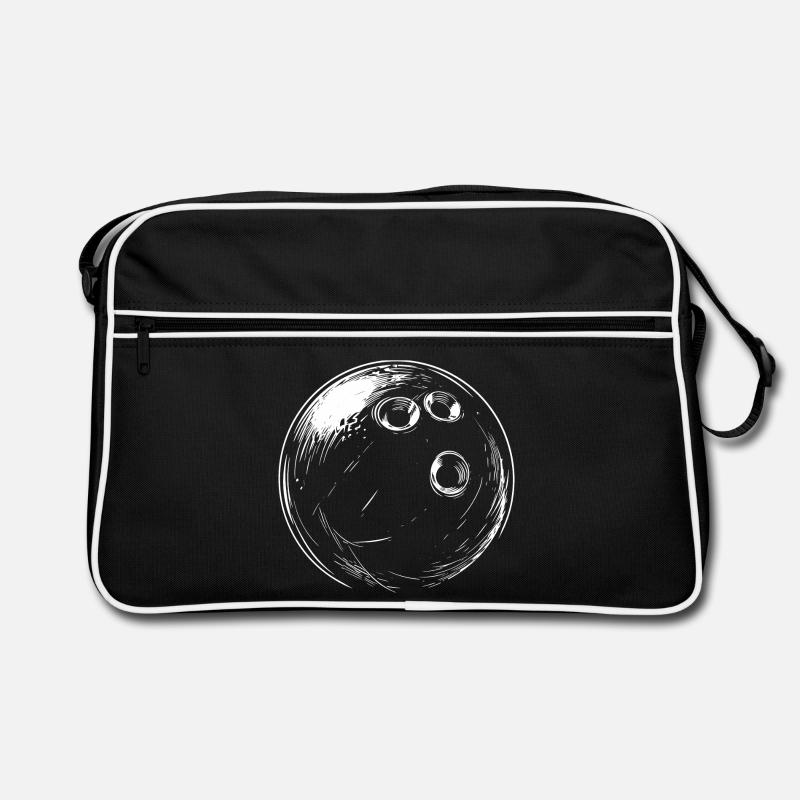 Bowlingkugel Zeichnung - Retro Tasche - Schwarz/Weiß
