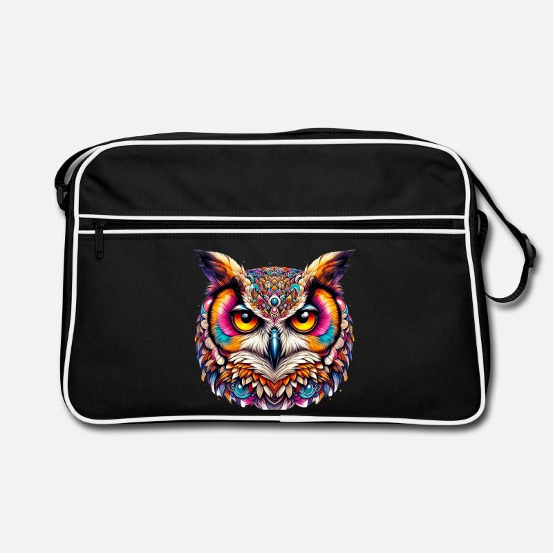 Eule - Retro Tasche - Schwarz/Weiß