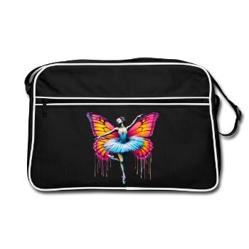 Ballerine avec des ailes de papillon papillons tutu - Sac Retro - noir/blanc - Devant