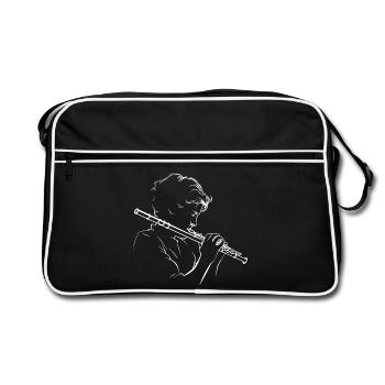 Flute Boy Line Art - Retro Bag - black/white - Front