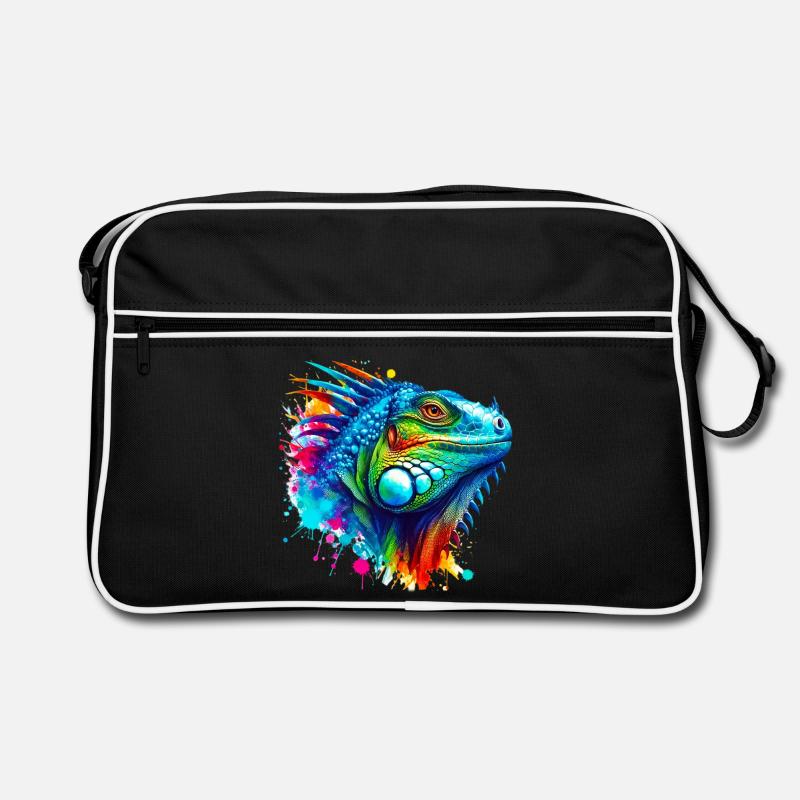 Leguan - Retro Tasche - Schwarz/Weiß