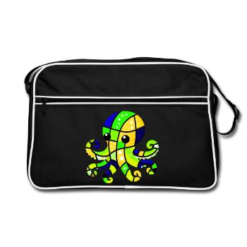 Krake - Retro Tasche - Schwarz/Weiß - Vorne