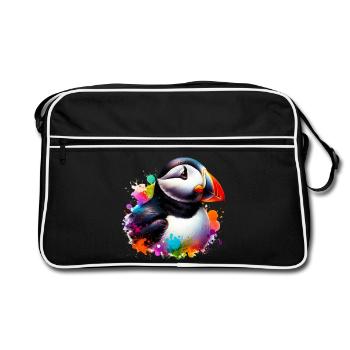 Papageitaucher - Retro Tasche - Schwarz/Weiß - Vorne
