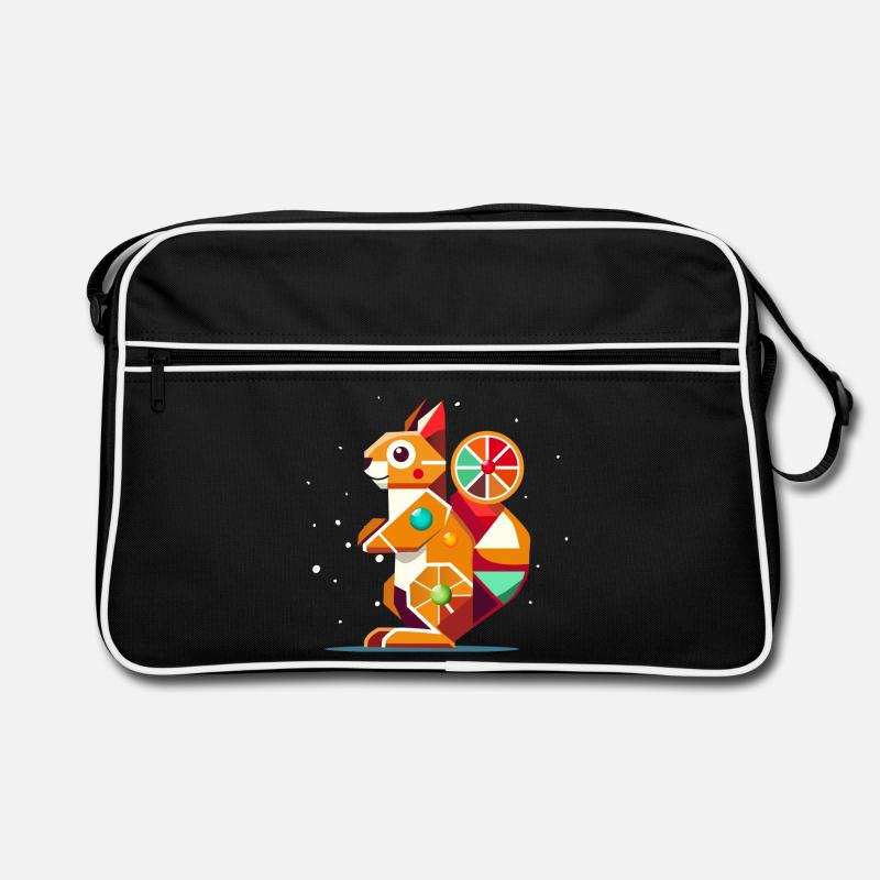 Geometrisches Eichhörnchen-farbenfroher Hingucker Retro Tasche