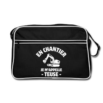 pelleteuse, engin de chantier, construction - Sac Retro - noir/blanc - Devant