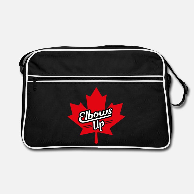 Coups de coude vers le haut, design de feuilles d’érable - Sac Retro - noir/blanc