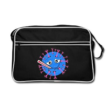 Sick Virus – Dessin animé avec thermomètre clinique - Sac Retro - noir/blanc - Devant
