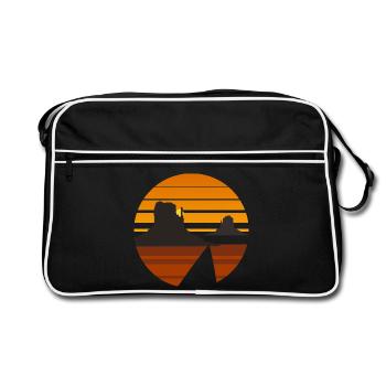 Desert Sunset Silhouette Design - Retro Bag - black/white - Front
