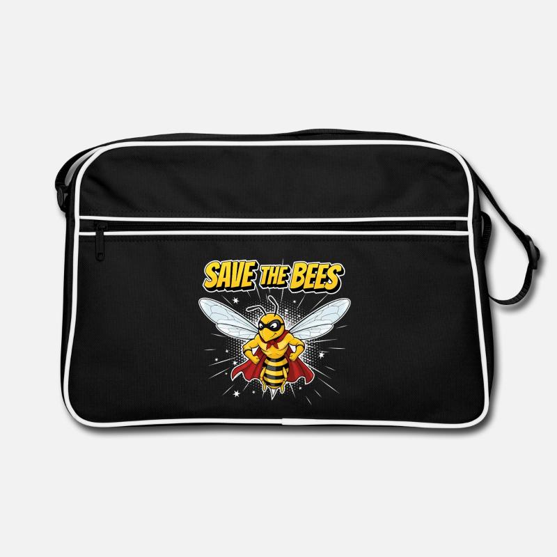 Comic Biene Heldenmotto - Retro Tasche - Schwarz/Weiß