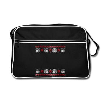 Ugly Sweater Christmas Pattern Snowflakes Cool - Retro Bag - black/white - Front