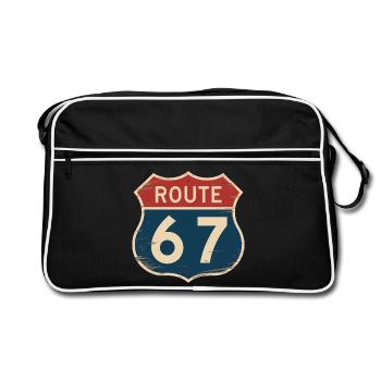 Route 67 Vintage Highway Sign Retro Road Trip - Sac Retro - noir/blanc - Devant
