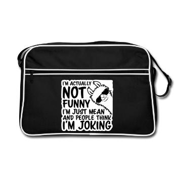 Lama Alpaka Not Funny Just Mean People Think Joke - Retro Tasche - Schwarz/Weiß - Vorne