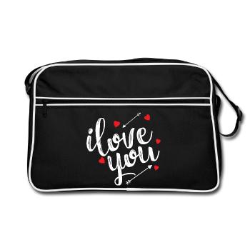Je T'aime Déclaration Amour Romantique Passion - Sac Retro - noir/blanc - Devant