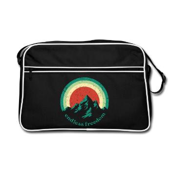 Endless Freedom Mountain Rainbow im Retro-Design - Retro Tasche - Schwarz/Weiß - Vorne