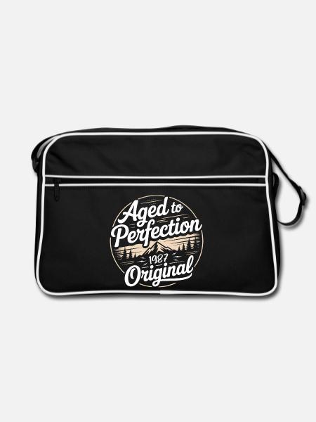 Jahrgang 1987 geboren Retro Original 1987 - Retro Tasche - Schwarz/Weiß - Vorne