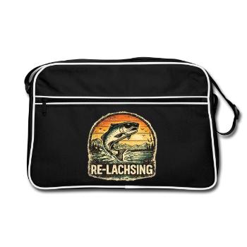 Fishing Gift Man Angler Dad Re Salmon - Retro Bag - black/white - Front