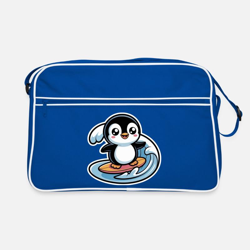 Cute Penguin Surfer  Retro Bag