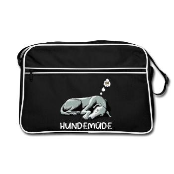Hundemüde Irischer Wolfshund Wolfshundbesitzer - Retro Tasche - Schwarz/Weiß - Vorne