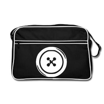Handarbeit Knopf Geschenk Näherin - Retro Tasche - Schwarz/Weiß - Vorne
