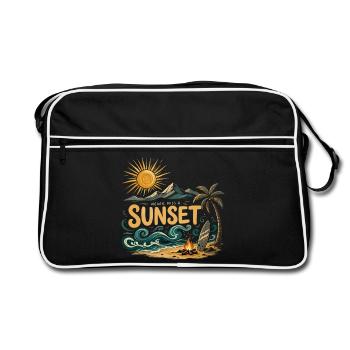 Sunset on the beach surf - Retro Bag - black/white - Front
