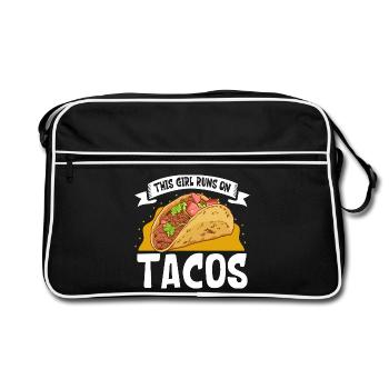 Ladies love Tacos - Retro Tasche - Schwarz/Weiß - Vorne