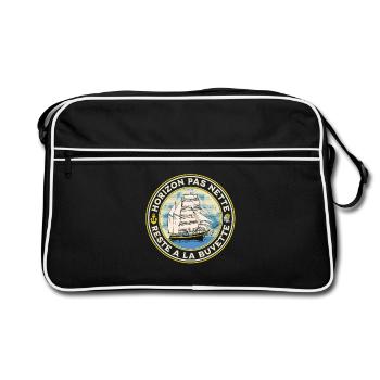 t shirt humour marin - Horizon pas nette - Sac Retro - noir/blanc - Devant