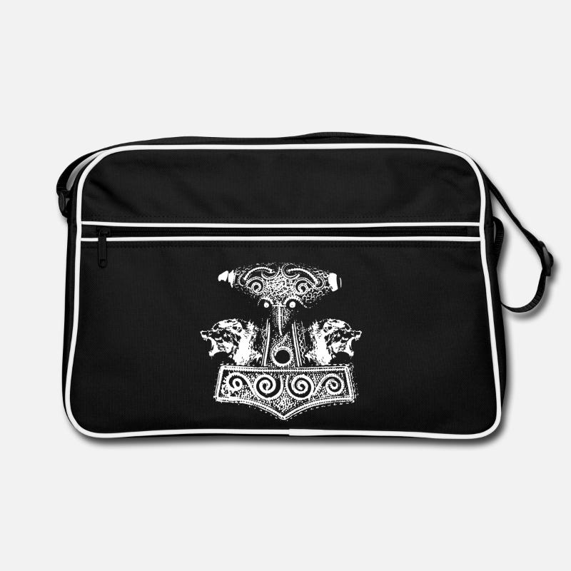 Weiß Hammer-Wölfe - Retro Tasche - Schwarz/Weiß