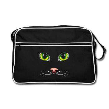 Yeux de chat noir - Sac Retro - noir/blanc - Devant