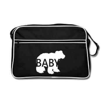 Baby Bär Weiss Tolle Geschenkidee - Retro Tasche - Schwarz/Weiß - Vorne