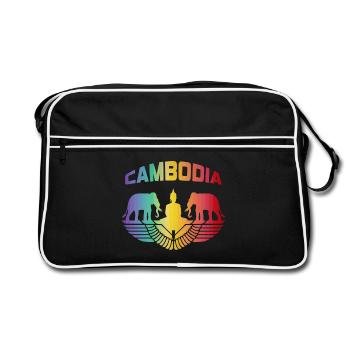 Cambodge éléphants avec Bouddha / Cadeau - Sac Retro - noir/blanc - Devant