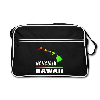 Hawaii Honolulu with Map / Gift Map - Retro Bag - black/white - Front
