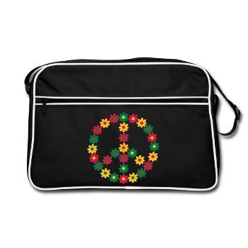 Rasta Friedenszeichen - Retro Tasche - Schwarz/Weiß - Vorne