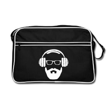 Casque Casque Barbe Style Nerd - Sac Retro - noir/blanc - Devant
