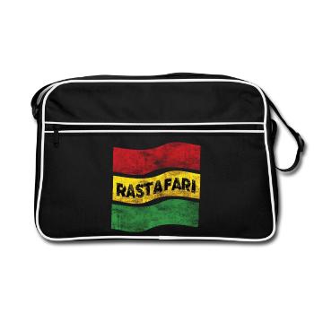 Rastafari Fahne - Retro Tasche - Schwarz/Weiß - Vorne