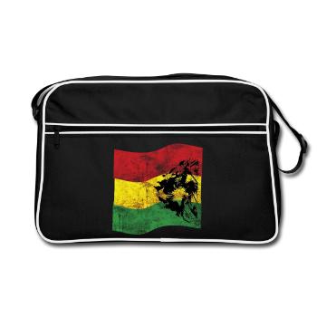 Lion Reggae Fahne - Retro Tasche - Schwarz/Weiß - Vorne