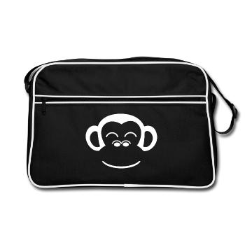 Monkey monkey face gorilla human monkey animal face - Retro Bag - black/white - Front