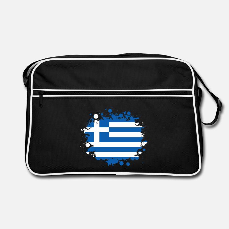 Grèce Taches / Cadeau Athènes Drapeau Greece - Sac Retro - noir/blanc